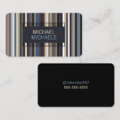 Elegantes Blues Streifenmuster Visitenkarte (Vorne/Hinten)