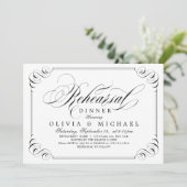 Elegantes blüh Kalligraphie Probe Dinner Einladung (Stehend Vorderseite)