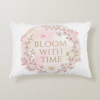 Elegantes "Blühen mit der Zeit" Blumenkissen Dekokissen