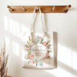 elegantes blühendes böhmisches Brautparty Tragetasche<br><div class="desc">Unsere "böhmische Blütensammlung" ist mit aquamariner Blüte und blühender Blüte ausgestattet, die sich durch ein weitläufiges Trockenblättern auf Pastellflächen Ihrer Wahl auszeichnet. In Verbindung mit einer Kombination aus elegantem Skript für alle Ihre persönlichen Informationen sind wir uns sicher, dass Sie in der Liebe sind, verschiedene Elemente aus dieser Sammlung zu...</div>