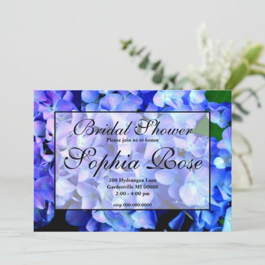 Elegantes blühendes Hydrangeas-Brautparty Einladung (Stehend Vorderseite)