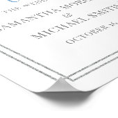 Elegantes blühendes Silberhochzeitzeichen Poster (Ecke)