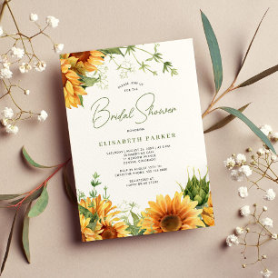 Elegantes blühendes Sonnenblumen Brautparty Einladung