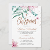 Elegantes, blühendes Taufen im Wasserfarbenbereich Einladung (Vorderseite)