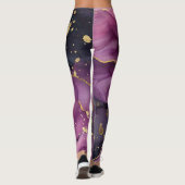 elegantes Blume-Design in Rosa und Gold Leggings (Rückseite)