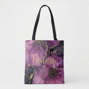 elegantes Blume-Design in Rosa und Gold Tasche