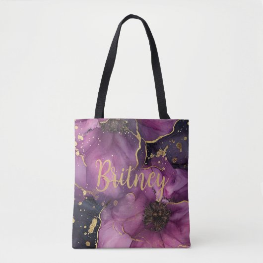 elegantes Blume-Design in Rosa und Gold Tasche (Vorderseite)