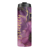 elegantes Blume-Design in Rosa und Gold Thermosbecher (Vorderseite)