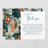 Elegantes Blume Foliage Muster Foto Geburtstag Dankeskarte (Vorne/Hinten)