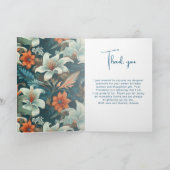 Elegantes Blume Foliage Muster Foto Geburtstag Dankeskarte (Innenseite)