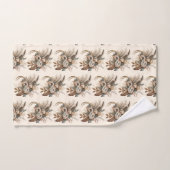 Elegantes Blume-Foliage- und Feathers-Muster Badhandtuch Set (Handtuch)