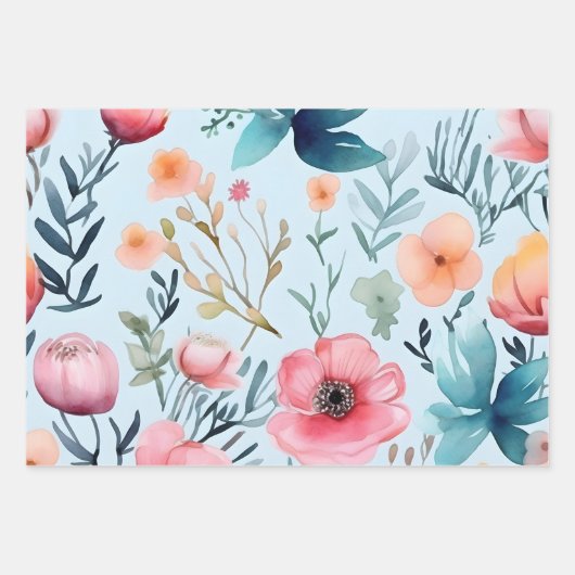 Elegantes Blume-Geschenkpapier Geschenkpapier Set (Vorderseite 2)