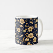 Elegantes Blume Gold Muster Kaffeetasse (VorderseiteRechts)
