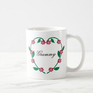 Elegantes Blume Herz-Grammy Kaffeetasse