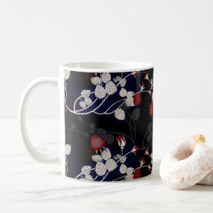 Elegantes Blume-Muster der Rote Rose Schwarz Kaffeetasse