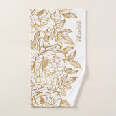 Elegantes Blume Pattern individuelle Name Handtuch Badhandtuch Set (Handtuch)