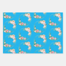 Elegantes Blume Wraath Wrapping Paper Set von 3