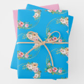 Elegantes Blume Wraath Wrapping Paper Set von 3 Geschenkpapier Set (Beispiel)