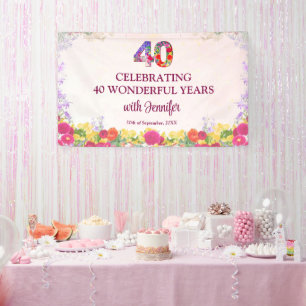 Elegantes Blumen-40. Geburtstagsfest / Pastell 40 Banner