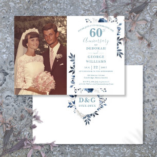 Elegantes Blumen-60. Hochzeitsjubiläumsfoto Einladung