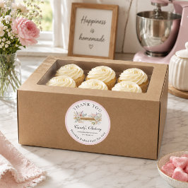Elegantes Blumen-Backwaren-Rollholz Danke Runder Aufkleber