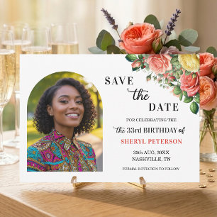Elegantes Blumen-Foto zum 33. Geburtstag Save The Date