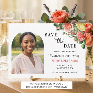 Elegantes Blumen-Foto zum 36. Geburtstag Save The Date