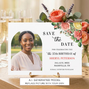 Elegantes Blumen-Foto zum 37. Geburtstag Save The Date