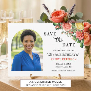 Elegantes Blumen-Foto zum 47. Geburtstag Save The Date