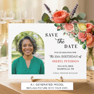 Elegantes Blumen-Foto zum 55. Geburtstag Save The Date