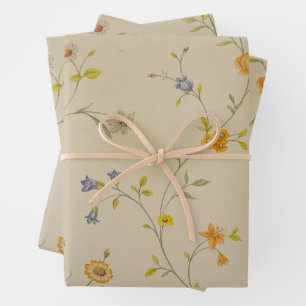 Elegantes Blumen Geschenkpapier Set