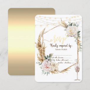 Elegantes Blumen-Goldrahmen Champagnerglas RSVP Einladung