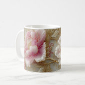 Elegantes Blumen-Holztablett & passendes Mug-Set Kaffeetasse (Vorderseite Links)