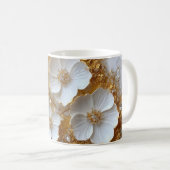 Elegantes Blumen-Holztablett & passendes Mug-Set Kaffeetasse (VorderseiteRechts)