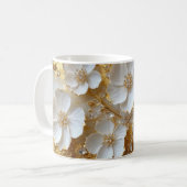 Elegantes Blumen-Holztablett & passendes Mug-Set Kaffeetasse (Vorderseite Links)