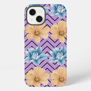 Elegantes Blumen-iPhone 13-Case – Lila Hintergrund iPhone 13 Hülle