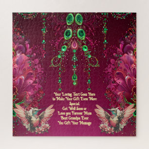 Elegantes Blumen-Juwel-Rückwand Kolibri Puzzle