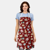 Elegantes Blumen-Katzen-Print-Schürze Schürze (Getragen)