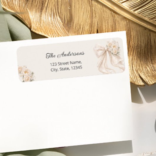 Elegantes Blumen-Rücksendeetikett mit Schleife