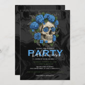Elegantes Blumen Skull Adult Halloween-Party Einladung (Vorne/Hinten)