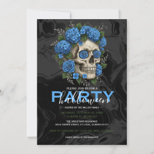 Elegantes Blumen Skull Adult Halloween-Party Einladung