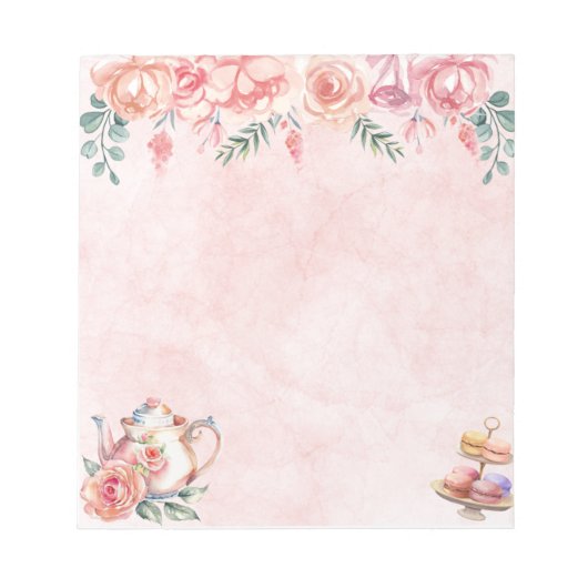 Elegantes Blumen-Teeparty-Notizbuch Notizblock (Vorderseite)