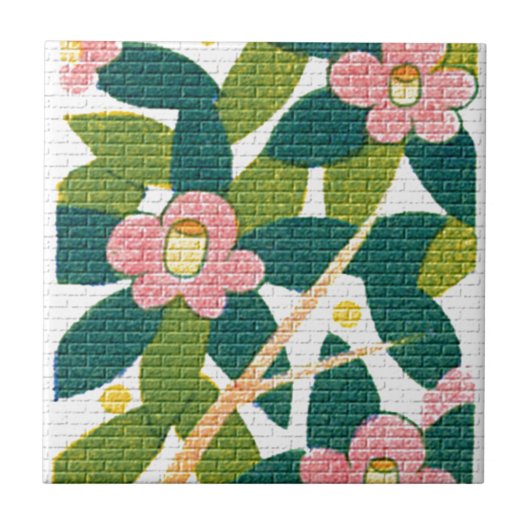 Elegantes Blumen- u. Reben Fliese (Vorderseite)
