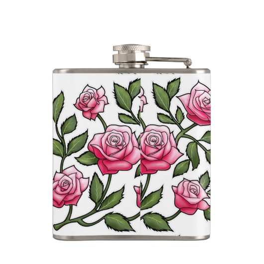 Elegantes Blumen- und Monogramm Flachmann (Rückseite)