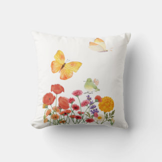 Elegantes Blumen- und Schmetterlingskissen – Schön Kissen