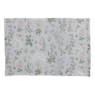 Elegantes Blumen-Vogel-Muster Kissenbezug