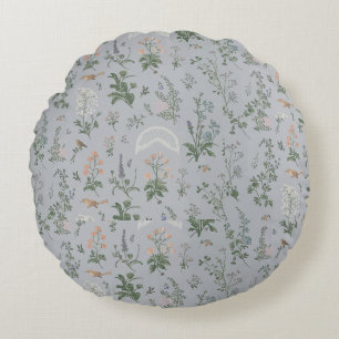 Elegantes Blumen-Vogel-Muster Rundes Kissen