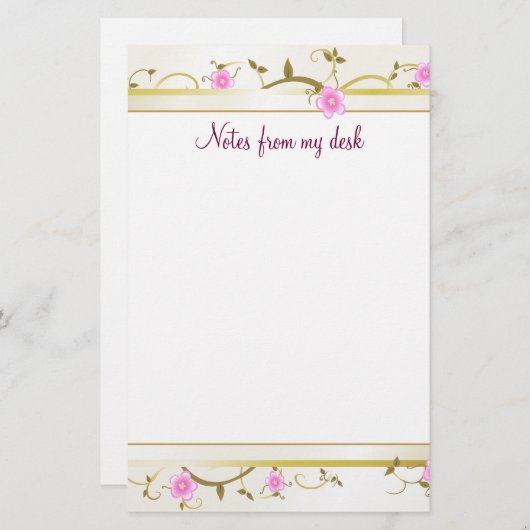 Elegantes Blumenanmerkungs-Papier Briefpapier (Vorne/Hinten)