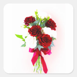 Elegantes Blumenarrangement mit Burgund Quadratischer Aufkleber