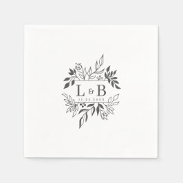 Elegantes Blumenblatt Couple Monogram Wedding Serviette